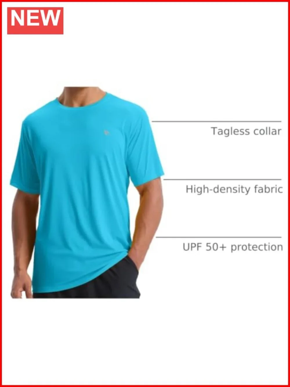 UPF 50+ Men's Rash Guard Shirt Quick Dry Short Sleeve Athletic T-Shirt